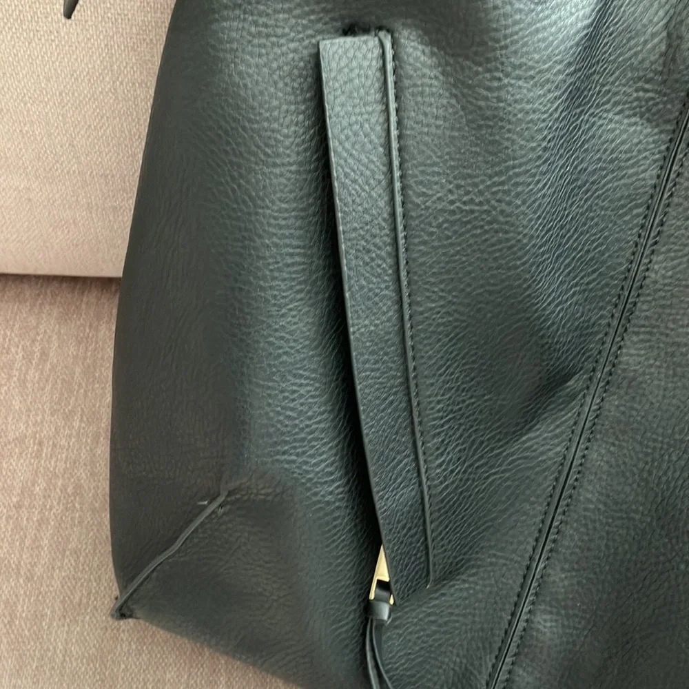 Topshop faux leather shoulder satchel tote black with gold zippers